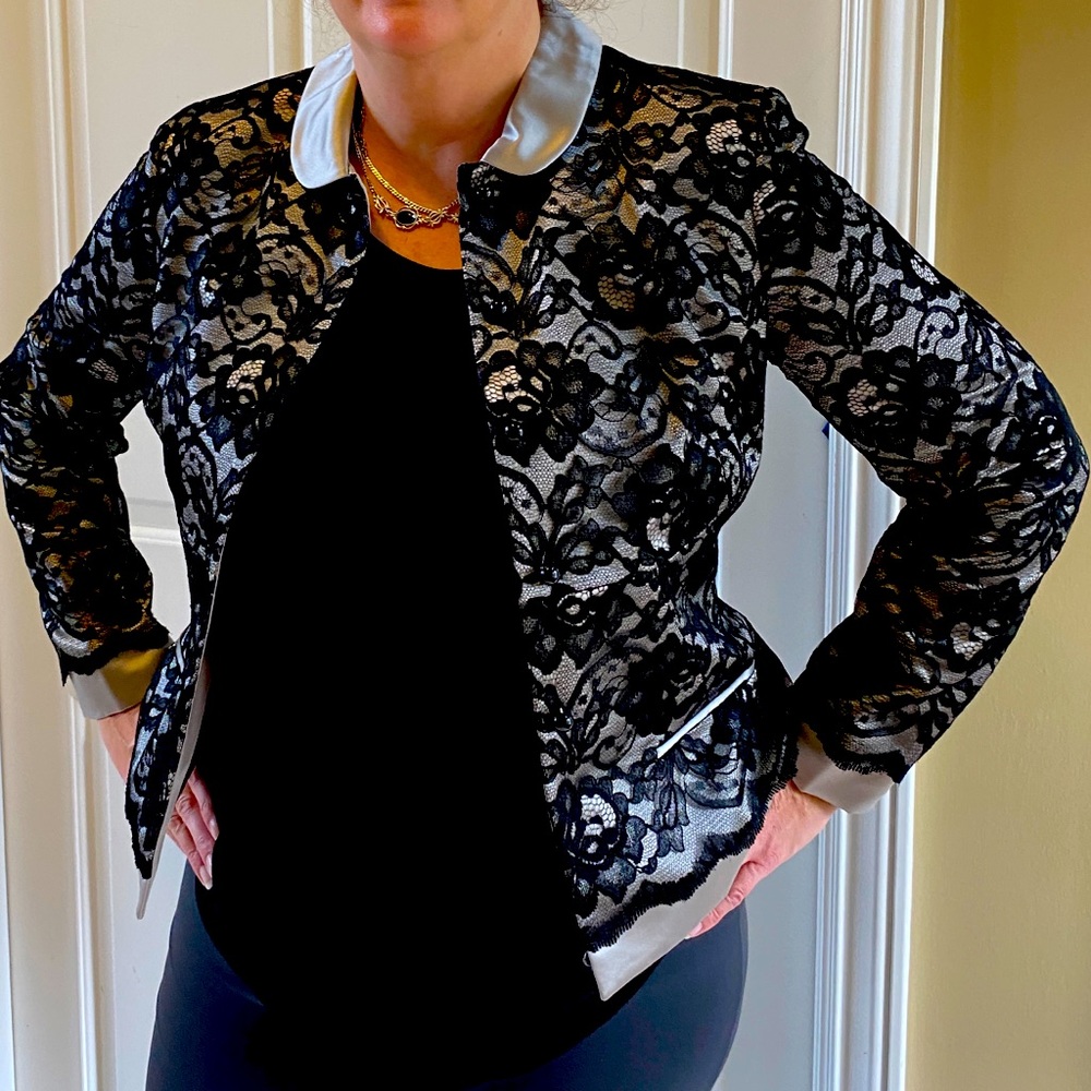Vintage-Anne Klein black lace and silver jacket!